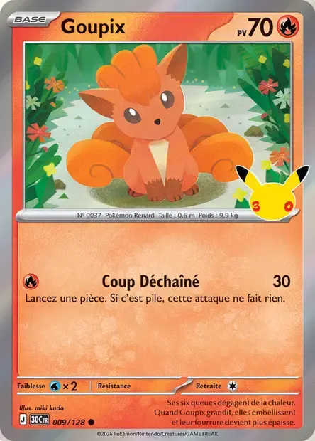 Carte Pokémon Goupix #009 — 30ᵉ Anniversaire