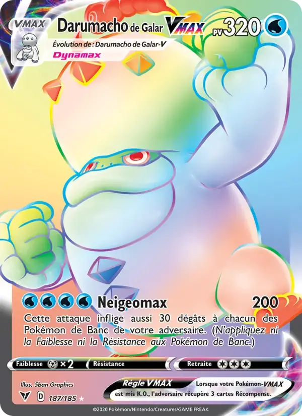 Carte Pokémon Darumacho de Galar VMAX #187 — Voltage Éclatant