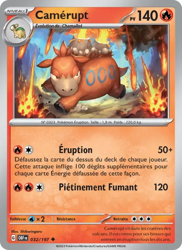 Carte Pokémon Camérupt #032 — Flammes Obsidiennes