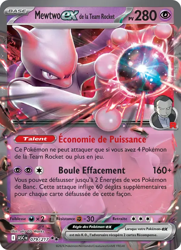 Carte Pokémon Mewtwo-ex de la Team Rocket #079 — Héros Transcendants