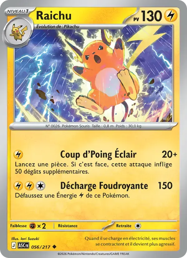 Carte Pokémon Raichu #056 — Héros Transcendants