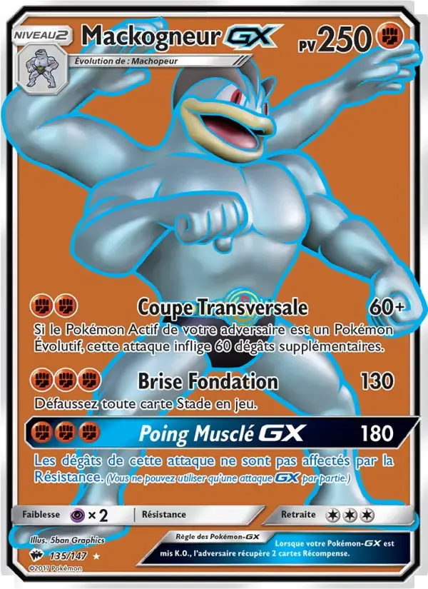 Carte Pokémon Mackogneur GX #135 — Ombres Ardentes