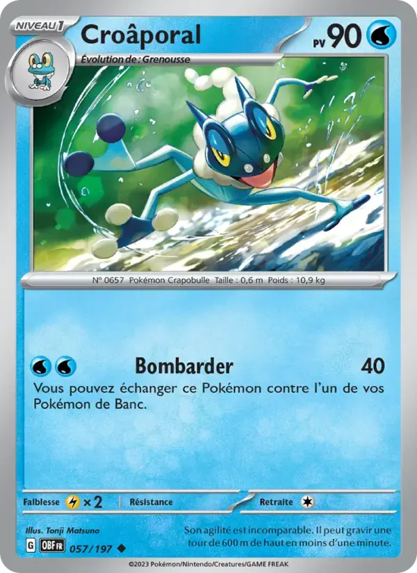 Carte Pokémon Croâporal #057 — Flammes Obsidiennes