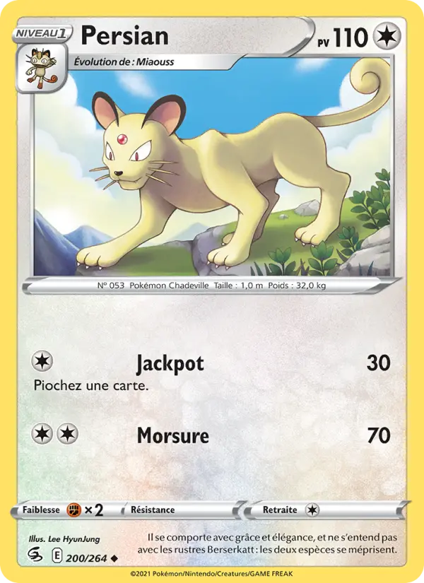 Carte Pokémon Persian #200 — Poing de Fusion