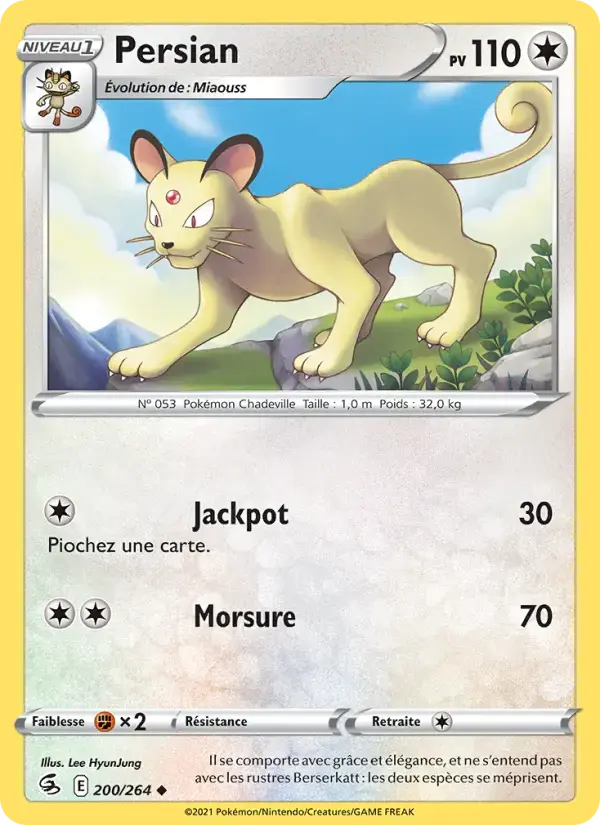 Carte Pokémon Persian #200 — Poing de Fusion
