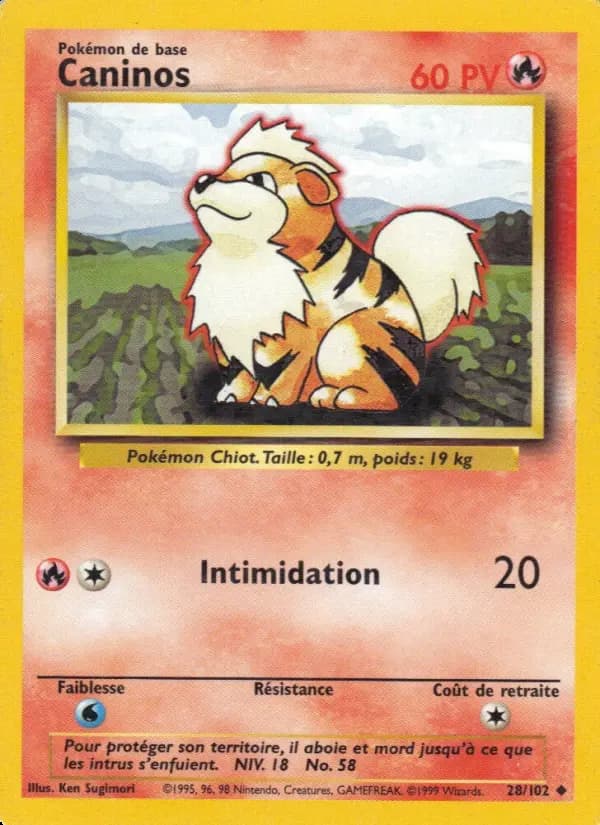 Carte Pokémon Caninos #28 — Set de Base