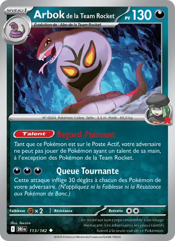 Carte Pokémon Arbok de la Team Rocket #113 — Rivalités Destinées