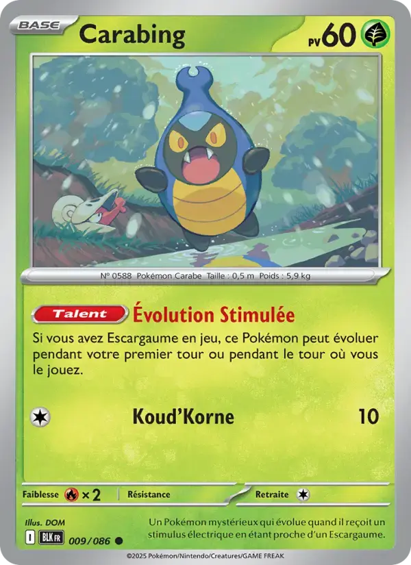 Carte Pokémon Carabing #009 — Foudre Noire
