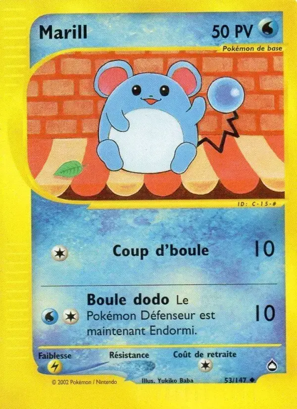 Carte Pokémon Marill #53 — Aquapolis