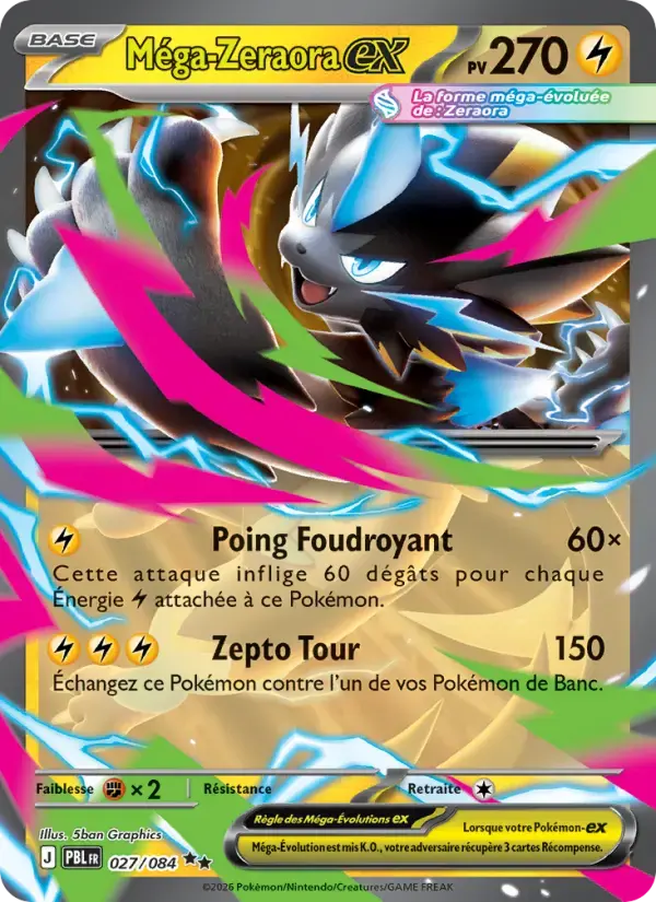 Carte Pokémon Méga-Zeraora-ex #027 — Nuit Noire