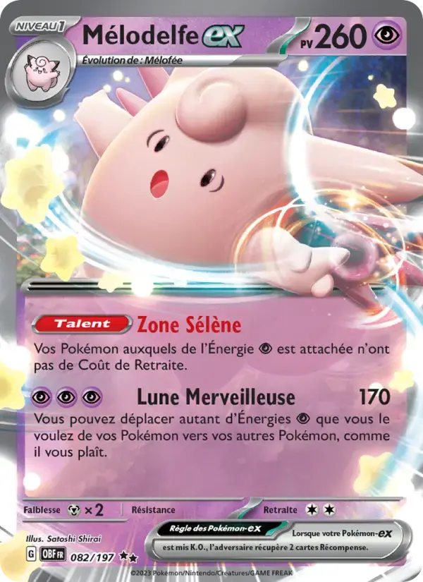 Carte Pokémon Mélodelfe-ex #082 — Flammes Obsidiennes
