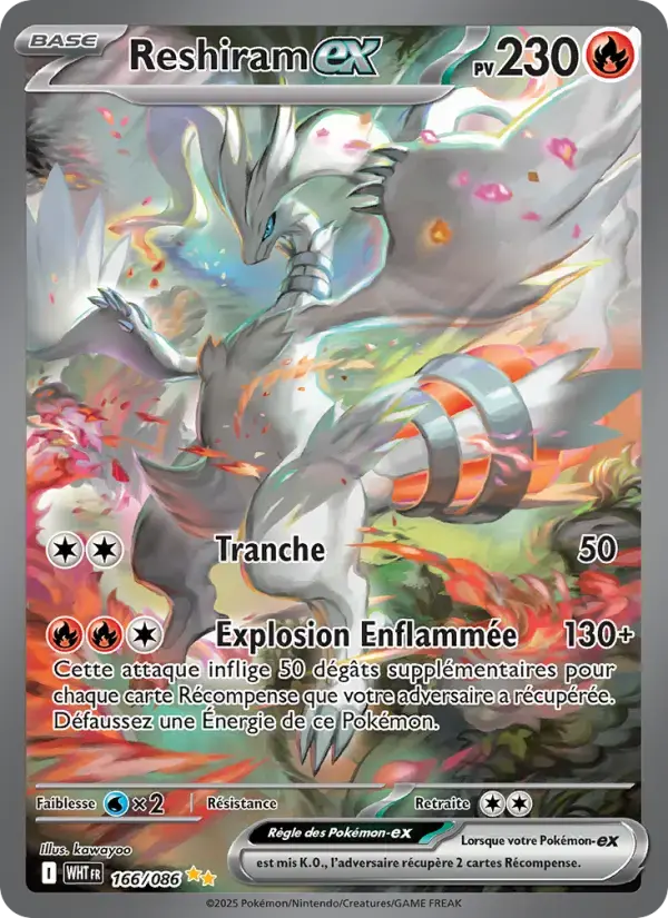 Carte Pokémon Reshiram-ex #166 — Flamme Blanche