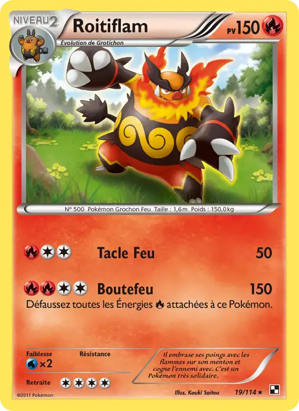 Carte Pokémon Roitiflam #19 — Noir et Blanc