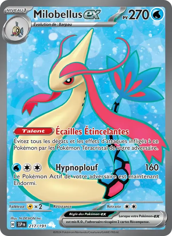 Carte Pokémon Milobellus-ex #217 — Étincelles Déferlantes