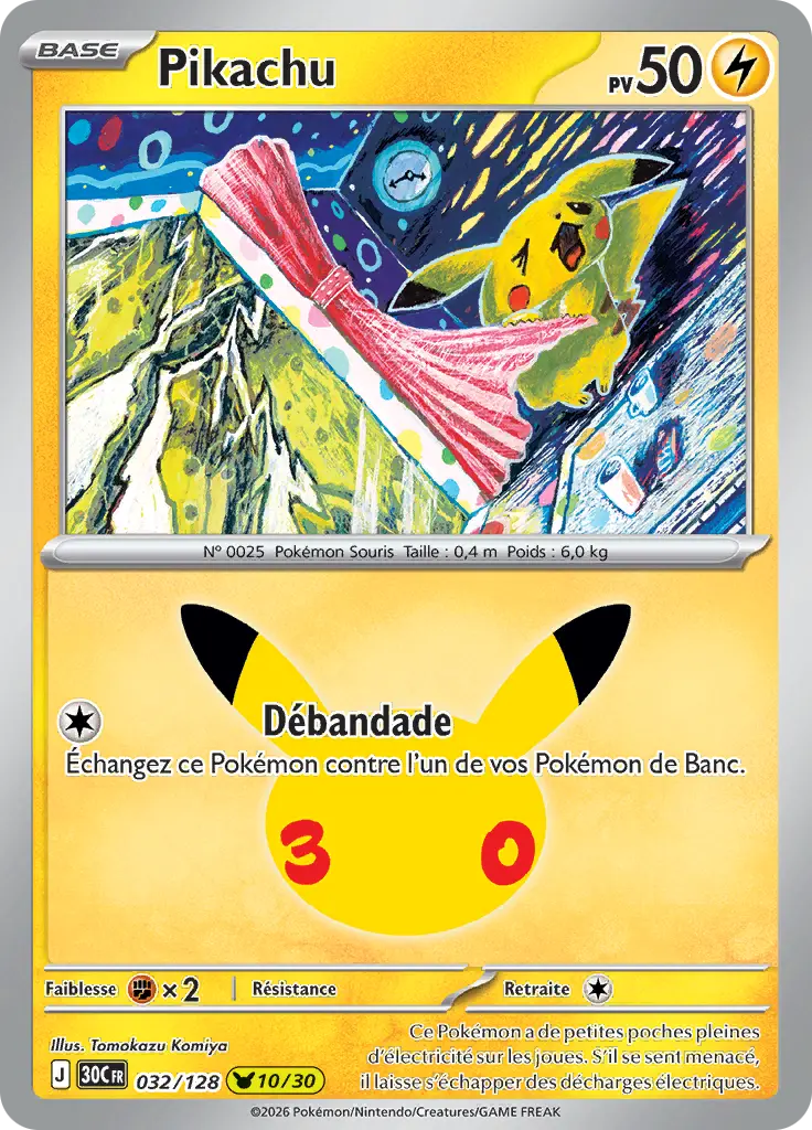 Carte Pokémon Pikachu #032 — 30ᵉ Anniversaire
