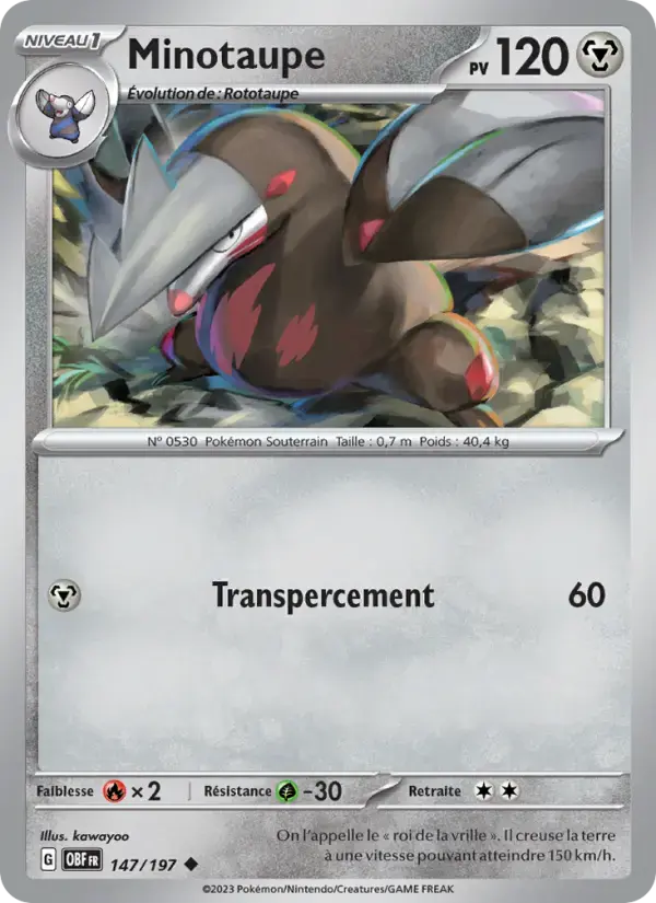 Carte Pokémon Minotaupe #147 — Flammes Obsidiennes