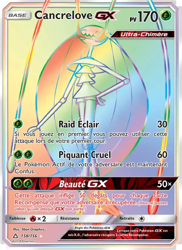 Carte Pokémon Cancrelove GX #158 — Ultra-Prisme