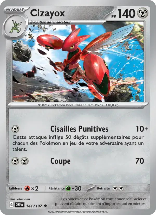 Carte Pokémon Cizayox #141 — Flammes Obsidiennes