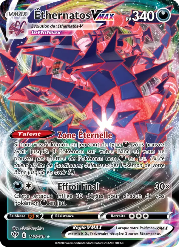 Carte Pokémon Éthernatos VMAX #117 — Ténèbres Embrasées