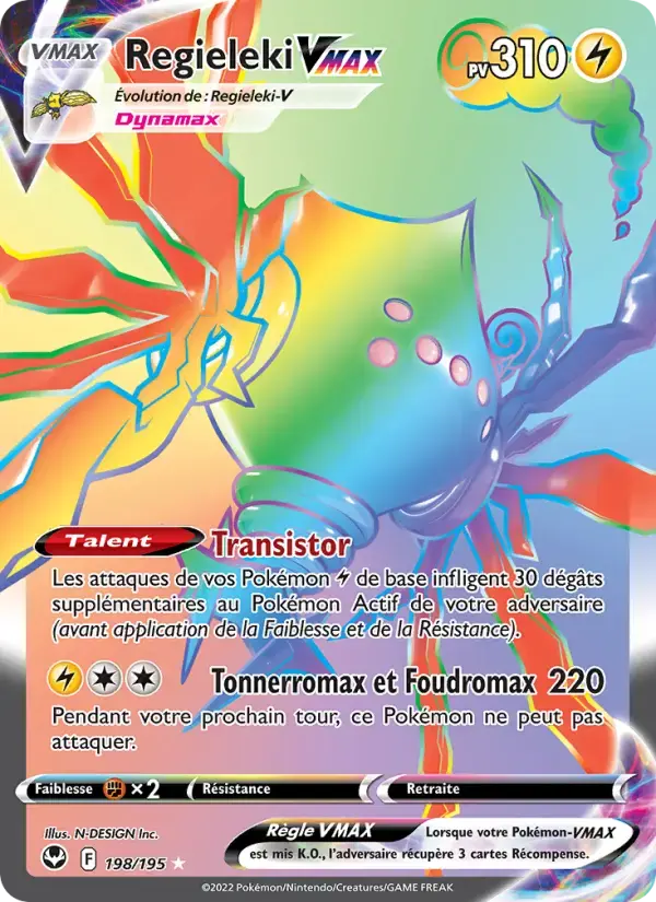 Carte Pokémon Regieleki VMAX #198 — Tempête Argentée