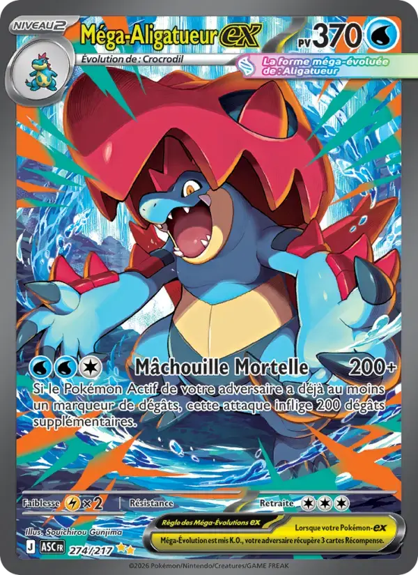 Carte Pokémon Méga-Aligatueur-ex #274 — Héros Transcendants
