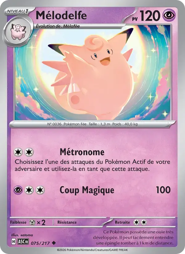 Carte Pokémon Mélodelfe #075 — Héros Transcendants