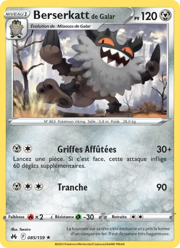 Carte Pokémon Berserkatt de Galar #085 — Zénith Suprême