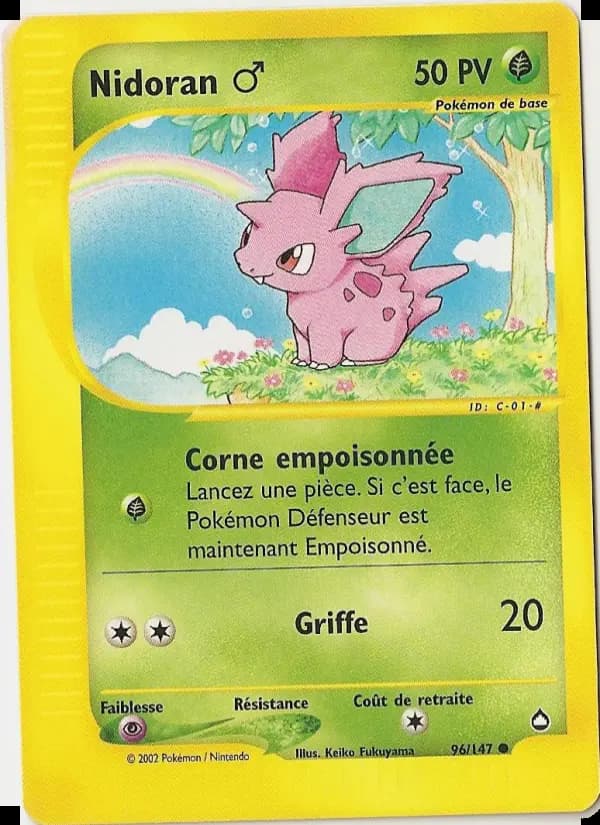 Carte Pokémon Nidoran ♂ #96 — Aquapolis
