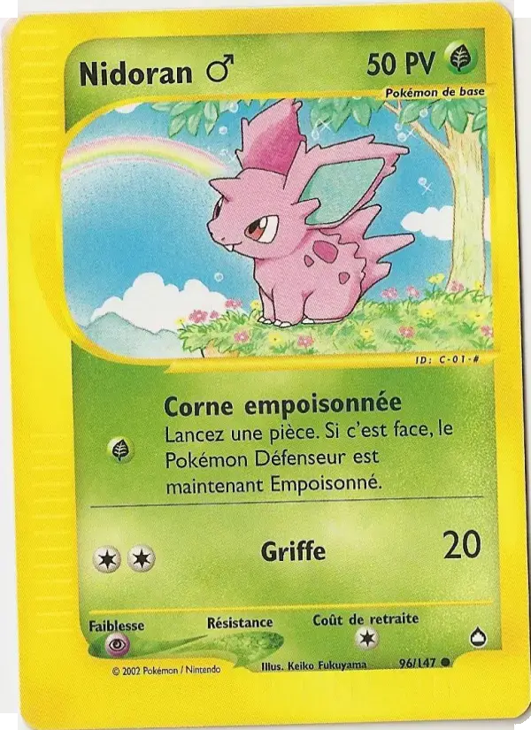 Carte Pokémon Nidoran ♂ #96 — Aquapolis