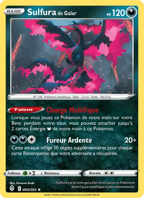 Carte Pokémon Sulfura de Galar #93 — Évolution Céleste