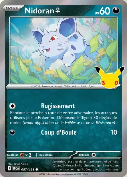 Carte Pokémon Nidoran♀ #087 — 30ᵉ Anniversaire