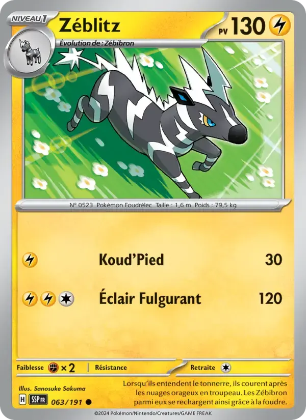Carte Pokémon Zéblitz #063 — Étincelles Déferlantes