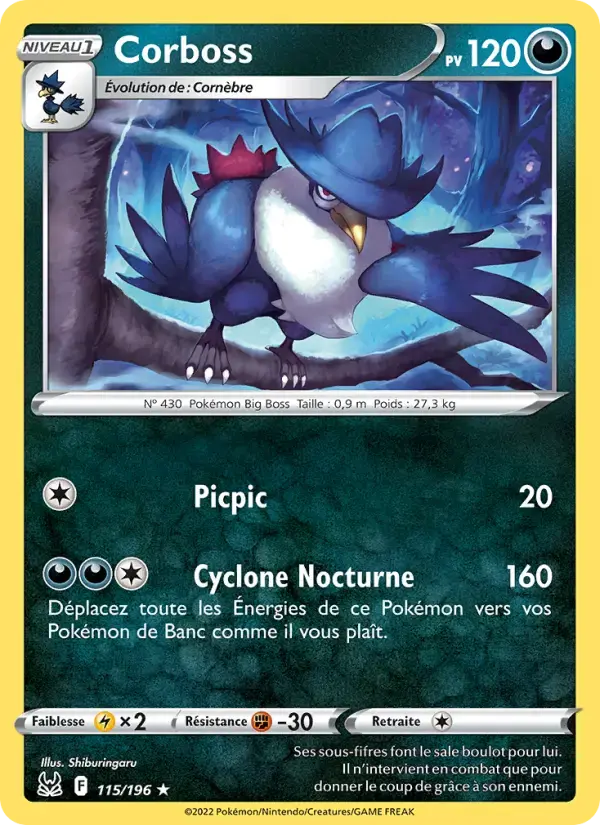 Carte Pokémon Corboss #115 — Origine Perdue