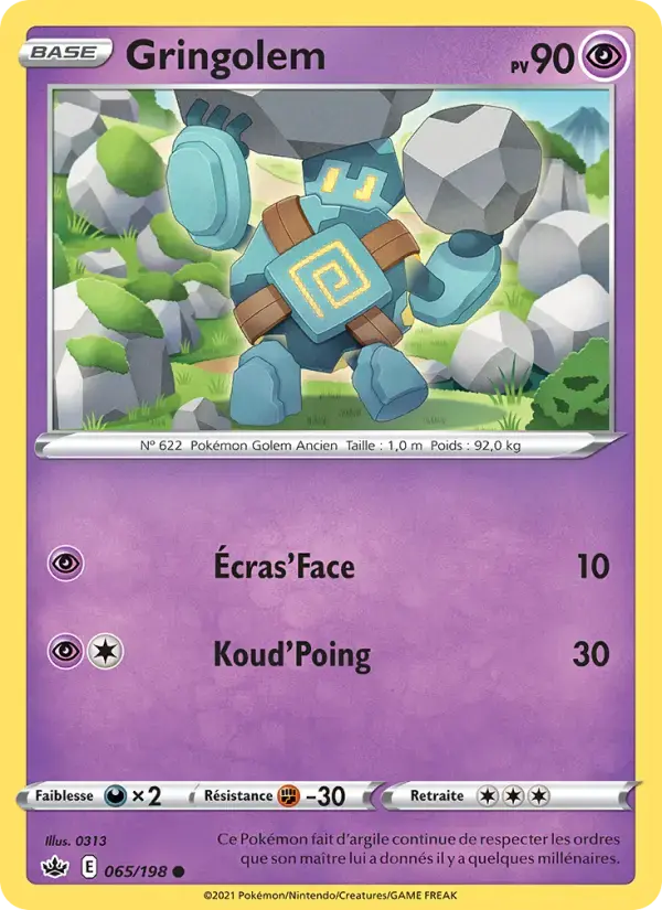 Carte Pokémon Gringolem #65 — Règne de Glace