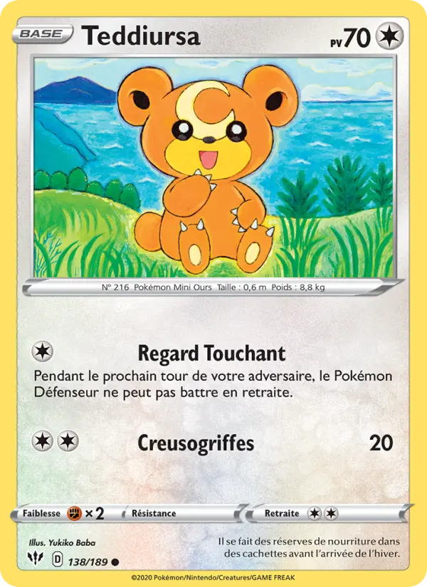 Carte Pokémon Teddiursa #138 — Ténèbres Embrasées