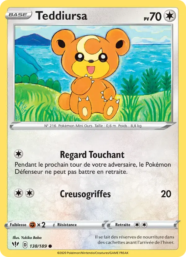 Carte Pokémon Teddiursa #138 — Ténèbres Embrasées