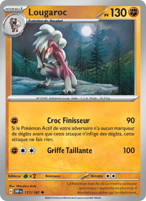 Carte Pokémon Lougaroc #117 — Flammes Obsidiennes