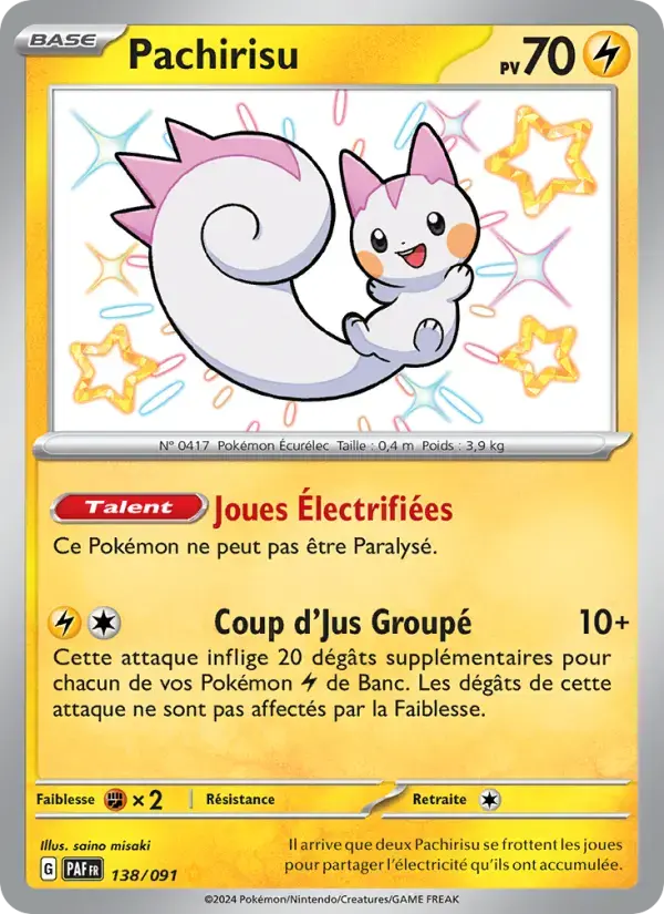 Carte Pokémon Pachirisu #138 — Destinées de Paldea
