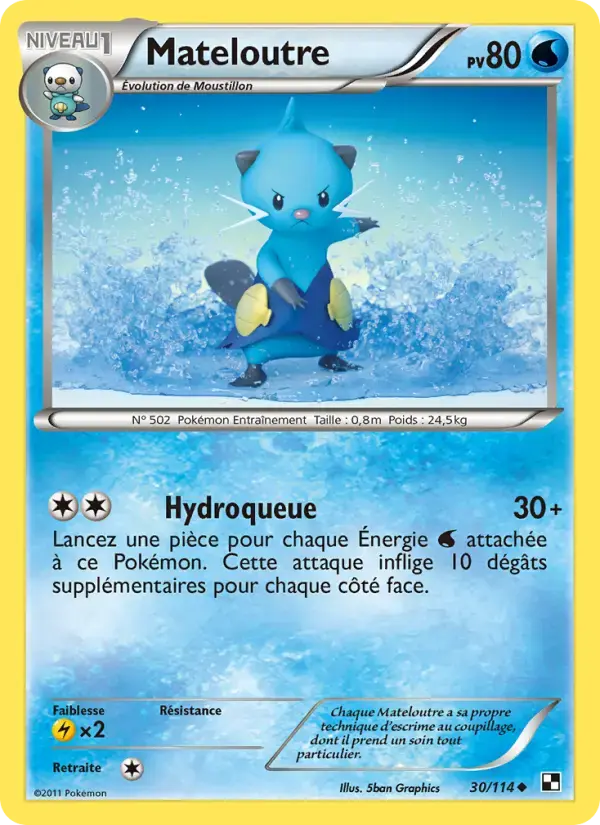 Carte Pokémon Mateloutre #30 — Noir et Blanc