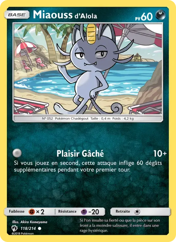 Carte Pokémon Miaouss d’Alola #118 — Tonnerre Perdu