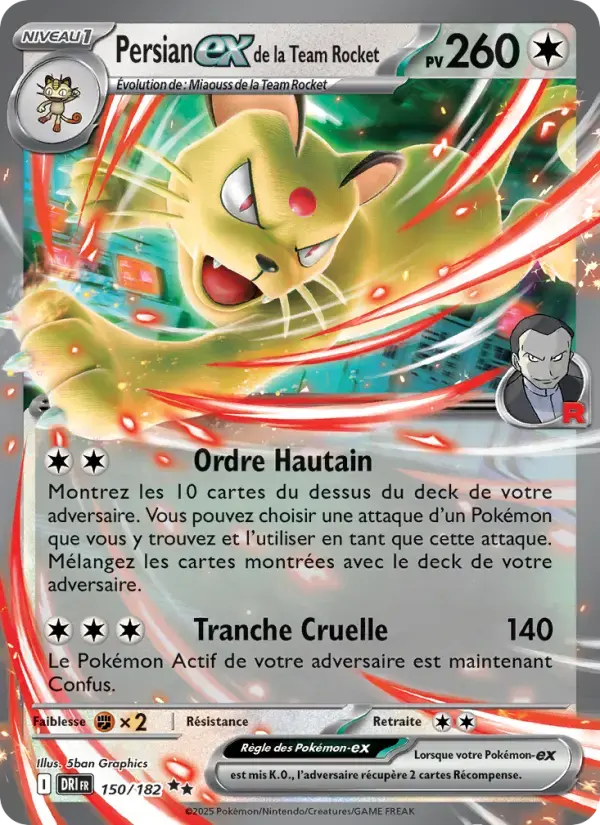 Carte Pokémon Persian-ex de la Team Rocket #150 — Rivalités Destinées