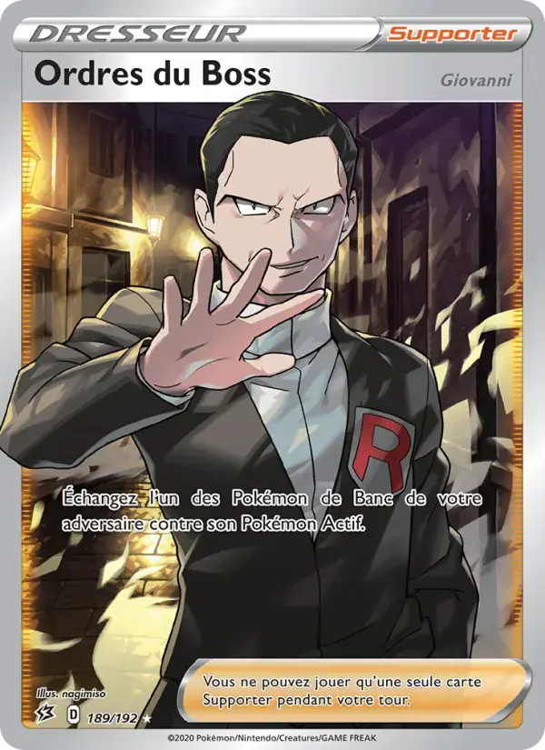 Carte Pokémon Ordres du Boss (Giovanni) #189 — Clash des Rebelles