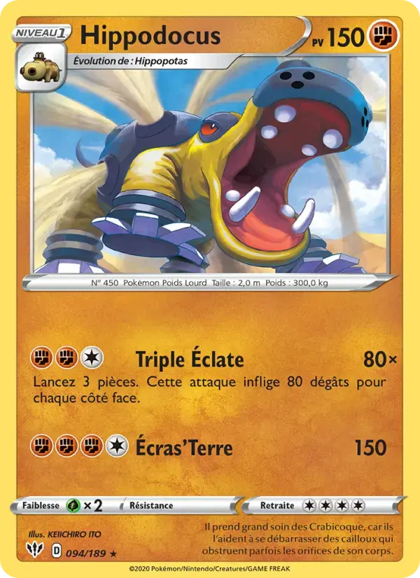 Carte Pokémon Hippodocus #94 — Ténèbres Embrasées