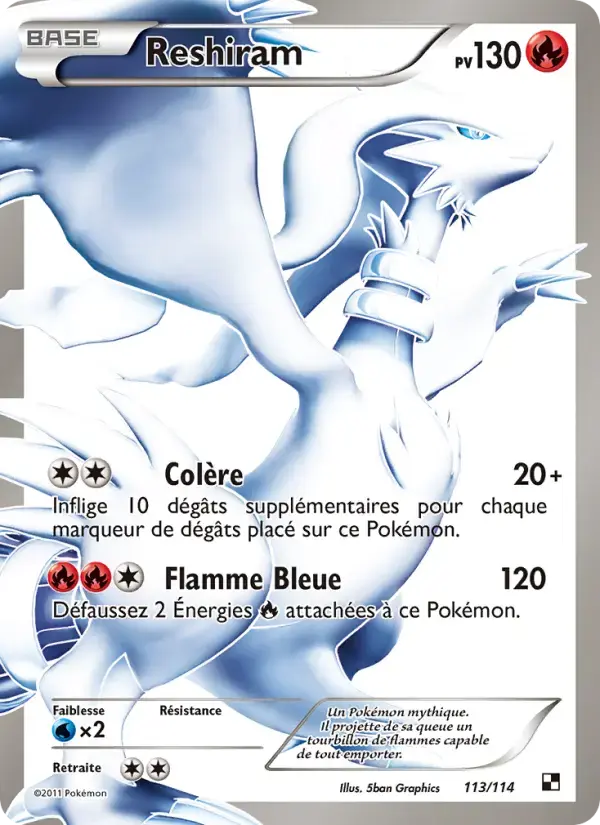 Carte Pokémon Reshiram #113 — Noir et Blanc
