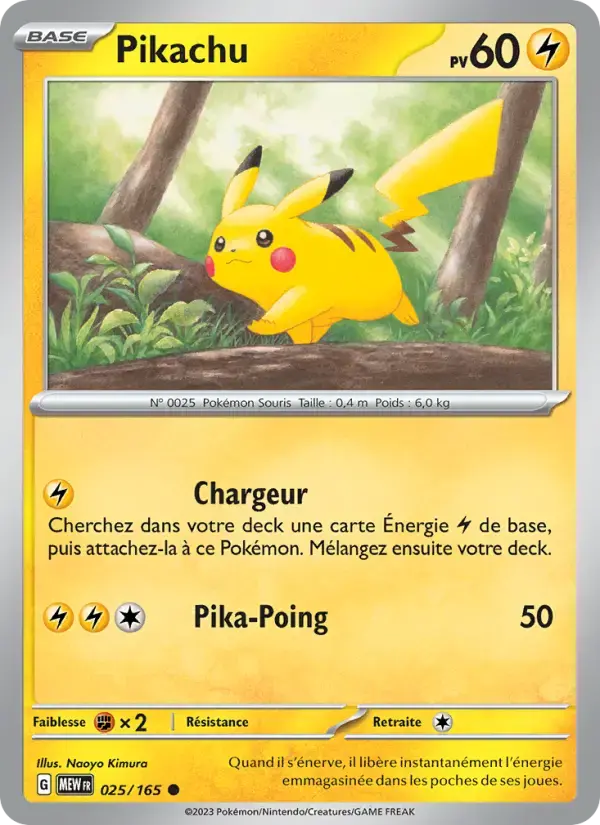 Carte Pokémon Pikachu #025 — Pokémon 151
