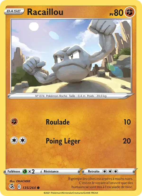 Carte Pokémon Racaillou #135 — Poing de Fusion
