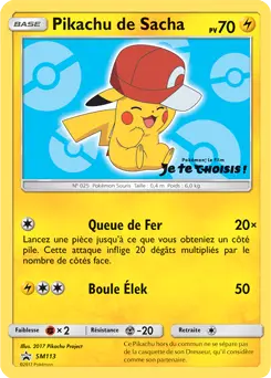 Carte Pokémon Pikachu de Sacha #SM113 — Promos Soleil et Lune