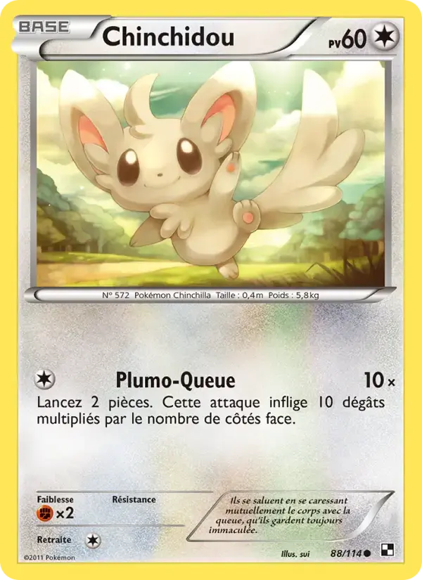 Carte Pokémon Chinchidou #88 — Noir et Blanc