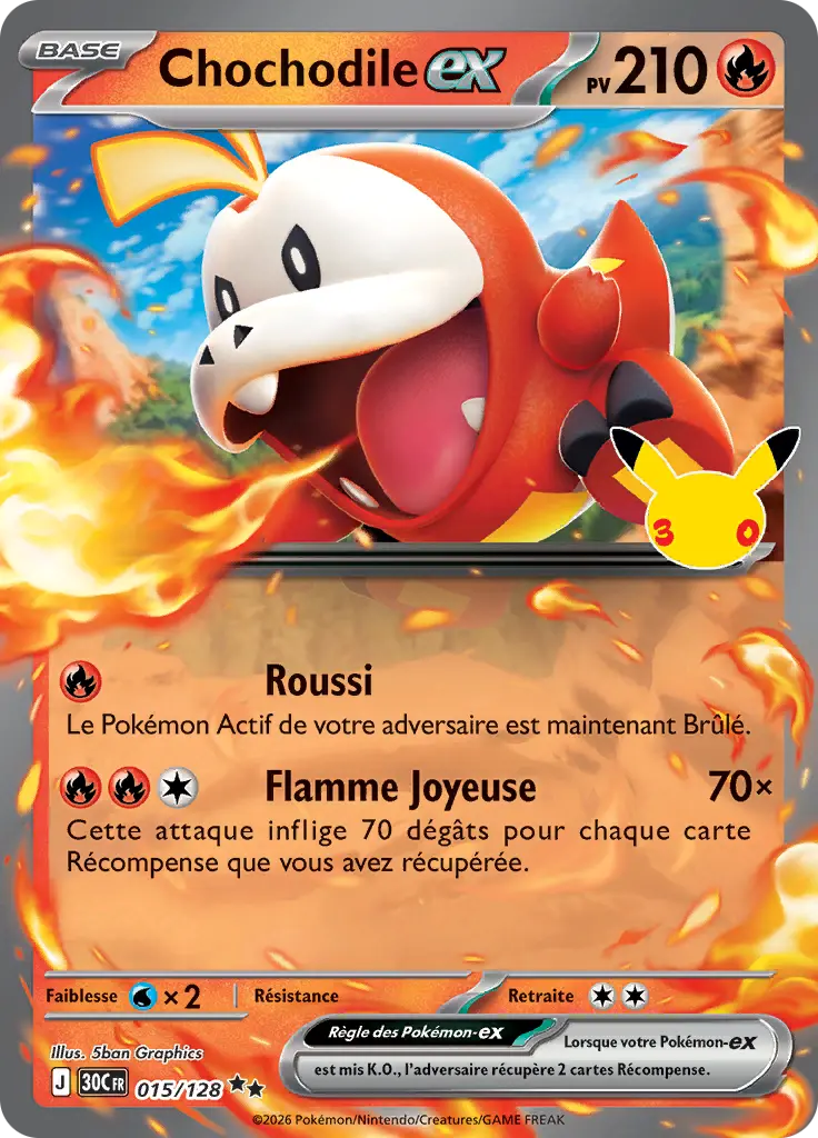Carte Pokémon Chochodile-ex #015 — 30ᵉ Anniversaire