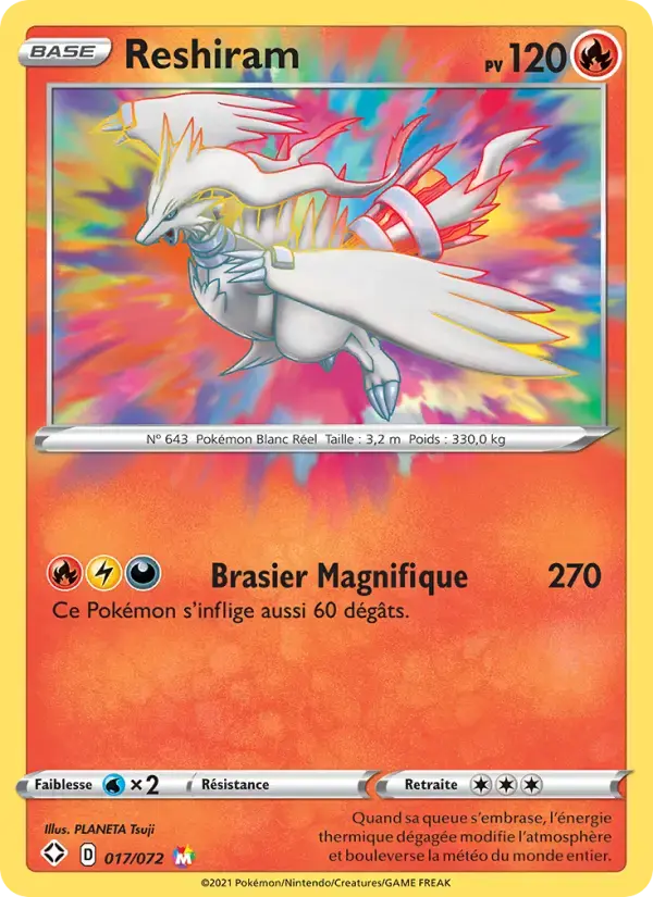 Carte Pokémon Reshiram #17 — Destinées Radieuses